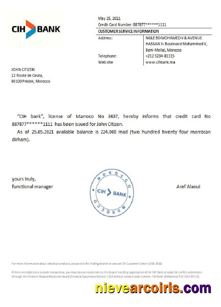 Morocco CIH bank reference